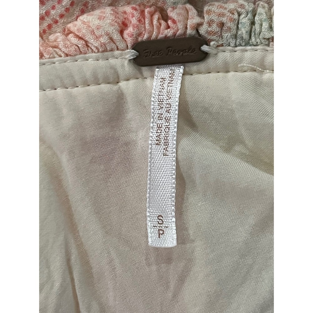 Free‎ People Peach Mint Green Abstract Lace Up Side Halter Tank Top Small - Picture 6 of 9